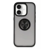 Mey İthalat®  iPhone 16 Kılıf Montreal Yüzüklü Silikon Kapak - Siyah
