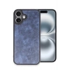 Mey İthalat®  iPhone 16 Plus Kılıf Aras Deri Kapak - Lacivert