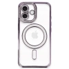 Mey İthalat®  iPhone 16 Plus Kılıf Joke Simli Magneticsafe Kılıf - Derin Mor