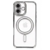 Mey İthalat®  iPhone 16 Plus Kılıf Joke Simli Magneticsafe Kılıf - Gri