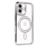 Mey İthalat®  iPhone 16 Plus Kılıf Joke Simli Magneticsafe Kılıf - Gri