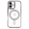 Mey İthalat®  iPhone 16 Plus Kılıf Joke Simli Magneticsafe Kılıf - Gri