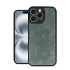 Mey İthalat®  iPhone 16 Pro Kılıf Aras Deri Kapak - Koyu Yeşil