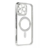 Mey İthalat®  iPhone 16 Pro Kılıf Joke Simli Magneticsafe Kılıf - Gümüş