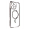Mey İthalat®  iPhone 16 Pro Kılıf Joke Simli Magneticsafe Kılıf - Pembe