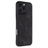 Mey İthalat®  iPhone 16 Pro Max Kılıf Aras Deri Kapak - Siyah