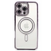 Mey İthalat®  iPhone 16 Pro Max Kılıf Joke Simli Magneticsafe Kılıf - Derin Mor