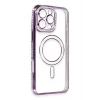Mey İthalat®  iPhone 16 Pro Max Kılıf Joke Simli Magneticsafe Kılıf - Derin Mor