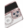 Mey İthalat®  iPhone 16 Pro Max Kılıf Joke Simli Magneticsafe Kılıf - Pembe