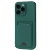 Mey İthalat®  iPhone 16 Pro Max Kılıf Kelvin Kartvizitli Silikon - Koyu Yeşil