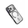 Mey İthalat®   iPhone 17 Pro Joke Simli Magneticsafe Kılıf - Siyah