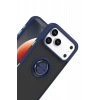 Mey İthalat®   iPhone 17 Pro Max Montreal Yüzüklü Silikon Kapak - Lacivert