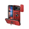 Mey İthalat®   iPhone 17 Pro Max Pars Lens Yüzüklü Silikon - Kırmızı