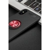 Mey İthalat®  iPhone XS Max Kılıf Range Yüzüklü Silikon - Siyah-Kırmızı