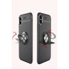 Mey İthalat®  iPhone XS Max Kılıf Range Yüzüklü Silikon - Siyah-Mavi