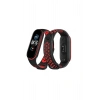 Mey İthalat®   Mi Band 6 Spor Delikli Kordon - Siyah-Kırmızı
