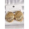 Mey İthalat® Pirinç Gold Renk İşlemeli Oval Model Kadın Küpe
