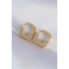 Mey İthalat® Pirinç Gold Renk Kare Küpe