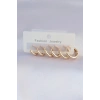 Mey İthalat® Pirinç Gold Renk Oval Küpe Seti