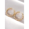 Mey İthalat® Pirinç Gold Renk Zincir Model Halka Küpe