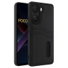 Mey İthalat®   Poco X7 Pro Kılıf Sara Kartvizitli Deri Kılıf - Siyah