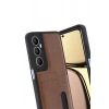 Mey İthalat®  Realme C65 Sara Kartvizitli Deri Kılıf - Taba