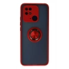 Mey İthalat®   Redmi 10C Kılıf Montreal Yüzüklü Silikon Kapak - Kırmızı