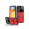 Mey İthalat®   Redmi 13C Kılıf Joy Lens Standlı Kapak - Kırmızı