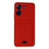 Mey İthalat®   Redmi 13C Kılıf Kelvin Kartvizitli Silikon - Kırmızı
