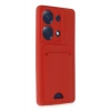 Mey İthalat®   Redmi Note 13 Pro 4G Kılıf Kelvin Kartvizitli Silikon - Kırmızı
