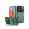 Mey İthalat®   Redmi Note 13 Pro 5G Kılıf Joy Lens Standlı Kapak - Koyu Yeşil