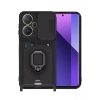 Mey İthalat®   Redmi Note 13 Pro Plus Kılıf Zuma Kartvizitli Yüzüklü Silikon - Siyah