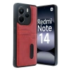 Mey İthalat®   Redmi Note 14 4G Kılıf Sara Kartvizitli Deri Kılıf - Kırmızı