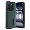 Mey İthalat®   Redmi Note 14 4G Kılıf Sara Kartvizitli Deri Kılıf - Koyu Yeşil