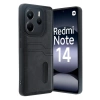 Mey İthalat®   Redmi Note 14 4G Kılıf Sara Kartvizitli Deri Kılıf - Siyah