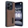 Mey İthalat®   Redmi Note 14 4G Kılıf Sara Kartvizitli Deri Kılıf - Taba
