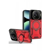 Mey İthalat®   Redmi Note 14 Pro 5G Kılıf Joy Lens Standlı Kapak - Kırmızı