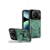 Mey İthalat®   Redmi Note 14 Pro 5G Kılıf Joy Lens Standlı Kapak - Koyu Yeşil