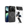 Mey İthalat®   Redmi Note 14 Pro 5G Kılıf Joy Lens Standlı Kapak - Lacivert