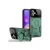 Mey İthalat®  Samsung Galaxy A06 Kılıf Joy Lens Standlı Kapak - Koyu Yeşil