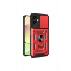Mey İthalat®  Samsung Galaxy A06 Kılıf Pars Lens Yüzüklü Silikon - Kırmızı