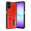 Mey İthalat®  Samsung Galaxy A07 4G Sara Kartvizitli Deri Kılıf - Kırmızı
