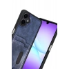 Mey İthalat®  Samsung Galaxy A07 4G Sara Kartvizitli Deri Kılıf - Lacivert