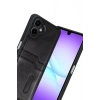 Mey İthalat®  Samsung Galaxy A07 4G Sara Kartvizitli Deri Kılıf - Siyah