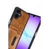 Mey İthalat®  Samsung Galaxy A07 4G Sara Kartvizitli Deri Kılıf - Taba