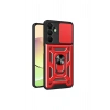 Mey İthalat®  Samsung Galaxy A16 5G Kılıf Pars Lens Yüzüklü Silikon - Kırmızı