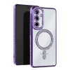 Mey İthalat®  Samsung Galaxy A17 5G Joke Simli Magneticsafe Kılıf - Derin Mor