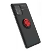 Mey İthalat®  Samsung Galaxy A91 / S10 Lite Kılıf Range Yüzüklü Silikon - Siyah-Kırmızı
