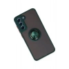 Mey İthalat®  Samsung Galaxy S21 FE Kılıf Montreal Yüzüklü Silikon Kapak - Yeşil