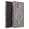 Mey İthalat®  Samsung Galaxy S23 Ultra Joke Simli Magneticsafe Kılıf - Derin Mor